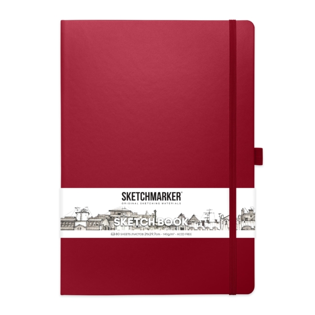 Блокнот для зарисовок Sketchmarker 140г/кв.м 21*30см 80л твердая обложка Маджента