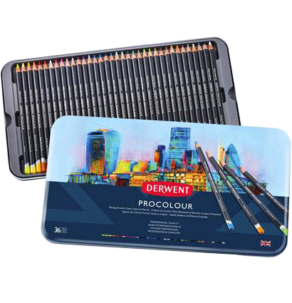 Цветные карандаши Derwent Procolour набор из 36 цветов в кейсе купить в магазине для художников ArtCraft.Space с доставкой по РФ и СНГ