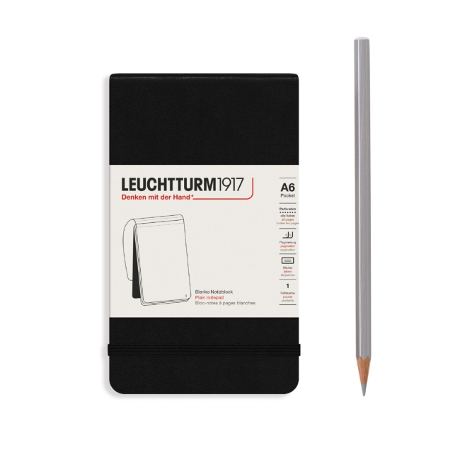 Блокнот Leuchtturm1917 Portrait Pocket A6 (9x15см.) 80г/м2 - 184 стр. нелинованный, твердая обложка, цвет: Черный