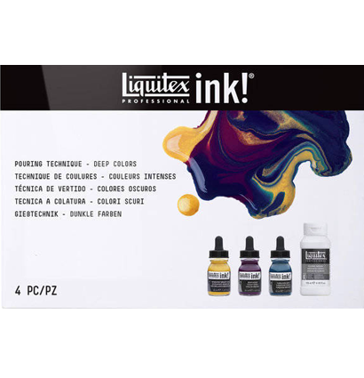 Набор акриловых чернил Liquitex Pouring Tehnique тёмные цвета 4 штуки по 30 мл купить в художественном магазине ArtCraft.Space