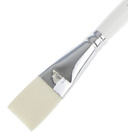 Кисть Roubloff синтетика  №24 плоская белая для акрила, гуаши, масла с длинной ручкой купить в художественном магазине ArtCraft.Space с доставкой по всему миру