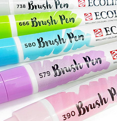 Акварельные маркеры Ecoline Brush Pen в наборе 5 Pastel (пастельные) купить маркер-кисть для скетчей в магазине ArtCraft.Space  с доставкой по РФ