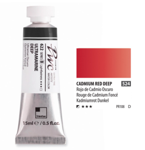 Краска акварельная SH PWC туба 15мл №524 (D) темно-красный кадмий,