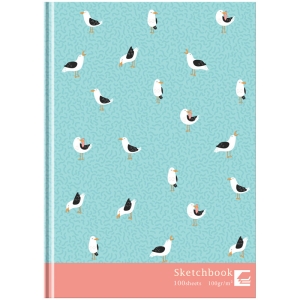 Скетчбук 100л., А5 7БЦ BG "Птицы", матовая ламинация, выб. лак, 100г/м2