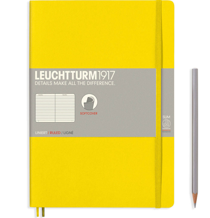 Блокнот Leuchtturm1917 Composition B5 (17.8x25.4см.) 80г/м2 - 123 стр. в линейку, мягкая обложка, цвет: Лимонный