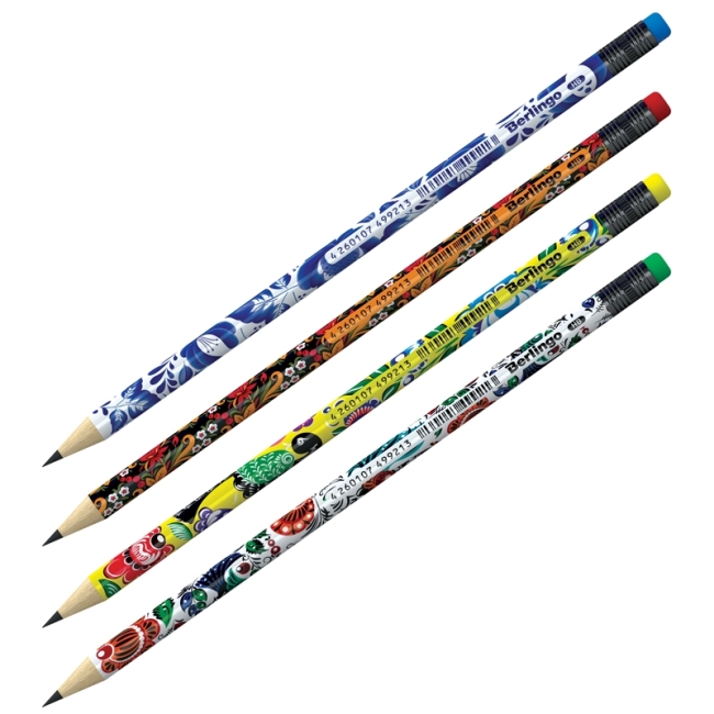 Карандаш ч/г Berlingo "Traditional" HB, круглый, заточен., с ластиком, ассорти Карандаш ч/г Berlingo "Traditional" HB, круглый, заточен., с ластиком, ассорти