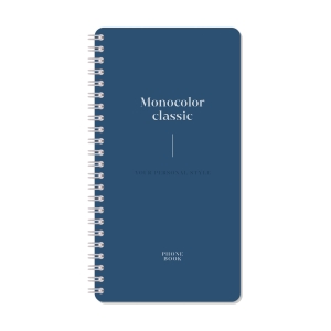 Телефонная книга А5, 80л., на гребне OfficeSpace "Моноколор. Dark azure", с высечкой