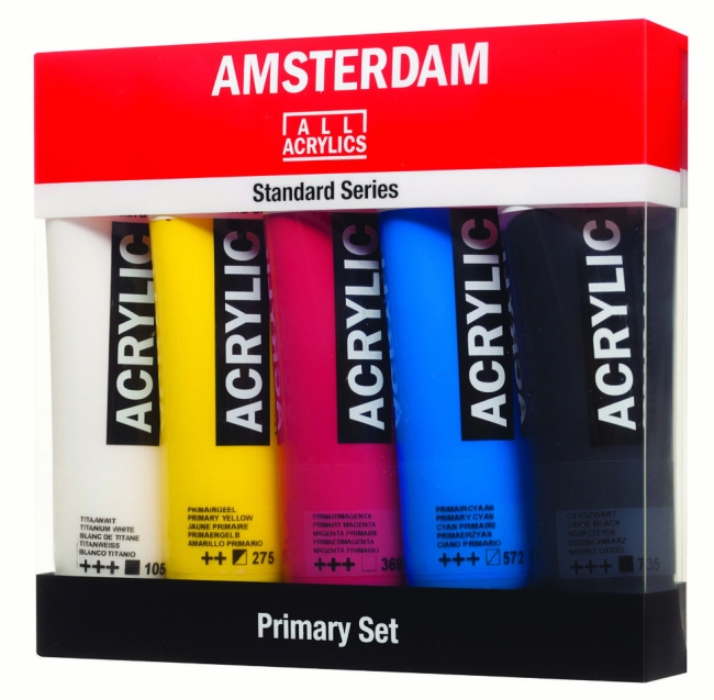 Набор акриловых красок Amsterdam Standard Series Primary 5 цветов в тубах 120 мл купить в художественном магазине ArtCraft.Space с доставкой по всему миру
