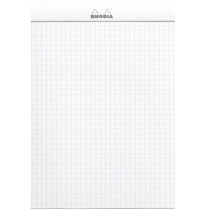 Блокнот Rhodia Basics "R", 148х210 мм, белый, мягкая обложка, клетка, 70л, листы белые, микроперф.,
