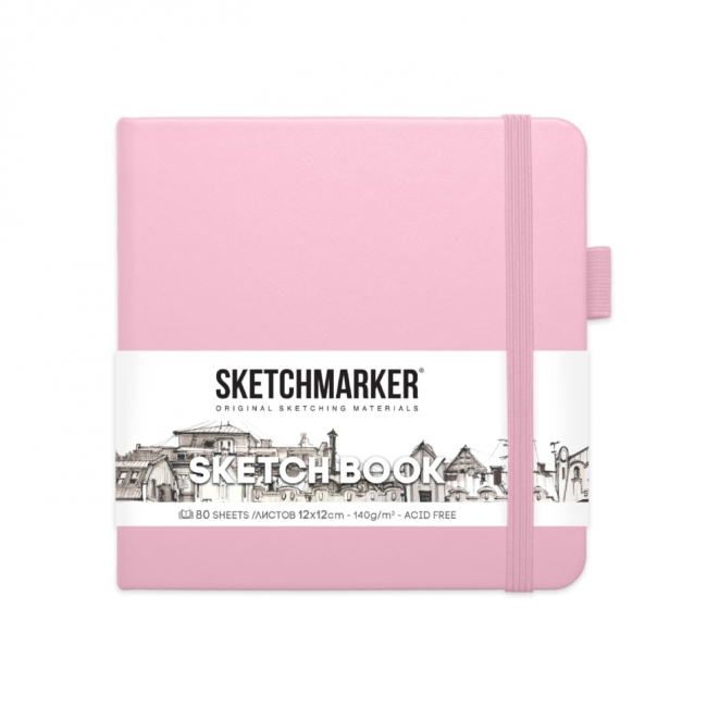 Блокнот для зарисовок Sketchmarker 140г/кв.м 12*12см 80л твердая обложка Розовый Блокнот для зарисовок Sketchmarker 140г/кв.м 12*12см 80л твердая обложка Розовый
