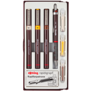 Набор рапидографов Rotring 0.25/0.35/0.5 мм, мех. карандаш 0.5 мм, чернила
