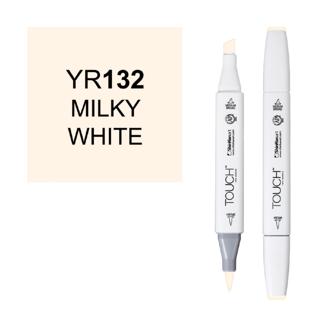 Маркер двухсторонний спиртовой  TOUCH TWIN BRUSH YR132 Белый молочный