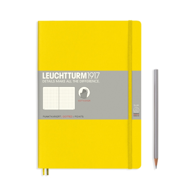 Блокнот Leuchtturm1917 Composition B5 (17.8x25.4см.) 80г/м2 - 123 стр. в точку, мягкая обложка, цвет: Лимонный