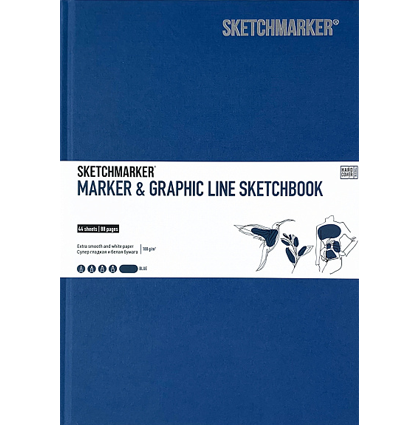 Скетчбук Sketchmarker Marker & Graphic Line универсальный синий с твёрдой обложкой 17х25 см / 44 листов / 180 гм купить в магазине ArtCraft.Space с доставкой по РФ И СНГ