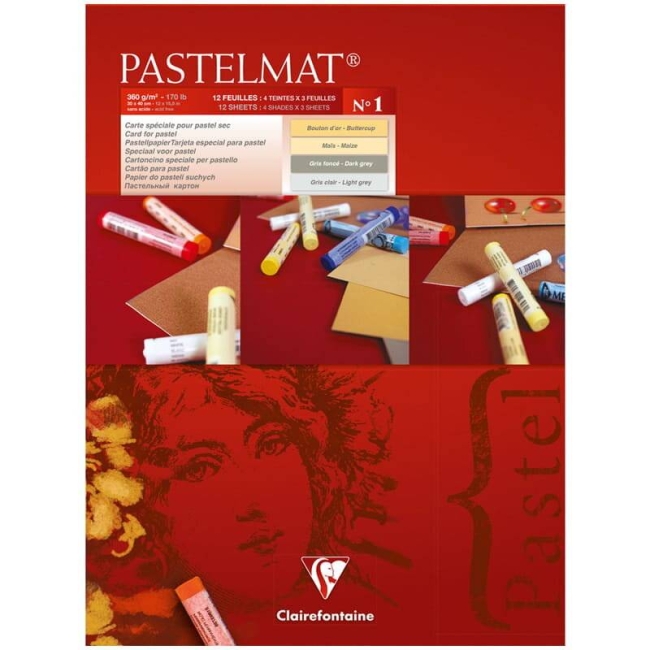Бархатная бумага для пастели Pastelmat ClaireFontaine 4 цвета склейка А3 / 12 листов / 360 гм купить в художественном магазине ArtCraft.Space с доставкой по всему миру