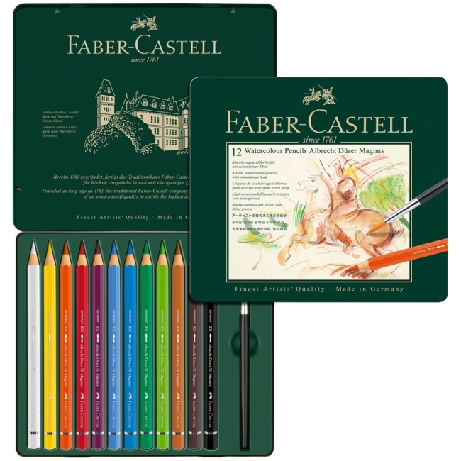 Карандаши акварельные художественные Faber-Castell "Albrecht Durer Magnus" 12цв,утолщ.,заточ.,метал. Карандаши акварельные художественные Faber-Castell "Albrecht Durer Magnus" 12цв,утолщ.,заточ.,метал.