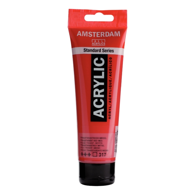 Краска акриловая Amsterdam туба 120мл №317 Красный средний прозрачный
