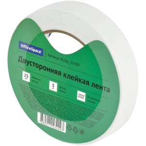 Клейкая лента двусторонняя OfficeSpace, 25мм*5м, на вспененной основе, 1мм Клейкая лента двусторонняя OfficeSpace, 25мм*5м, на вспененной основе, 1мм