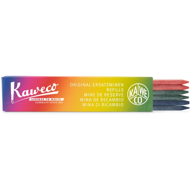 Набор грифелей для механических карандашей KAWECO 6шт 3.2мм красный синий зеленый