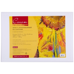 Холст грунтованный на картоне "Сонет", акриловый грунт, 35х50 см, 280 г/м2, 100% хлопок, мелкое зерно Холст грунтованный на картоне "Сонет", акриловый грунт, 35х50 см, 280 г/м2, 100% хлопок, мелкое зерно
