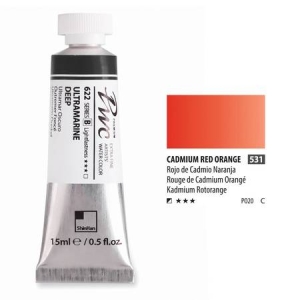 Краска акварельная SH PWC туба 15мл №531 (C) красно-оранжевый кадмий, Краска акварельная SH PWC туба 15мл №531 (C) красно-оранжевый кадмий,