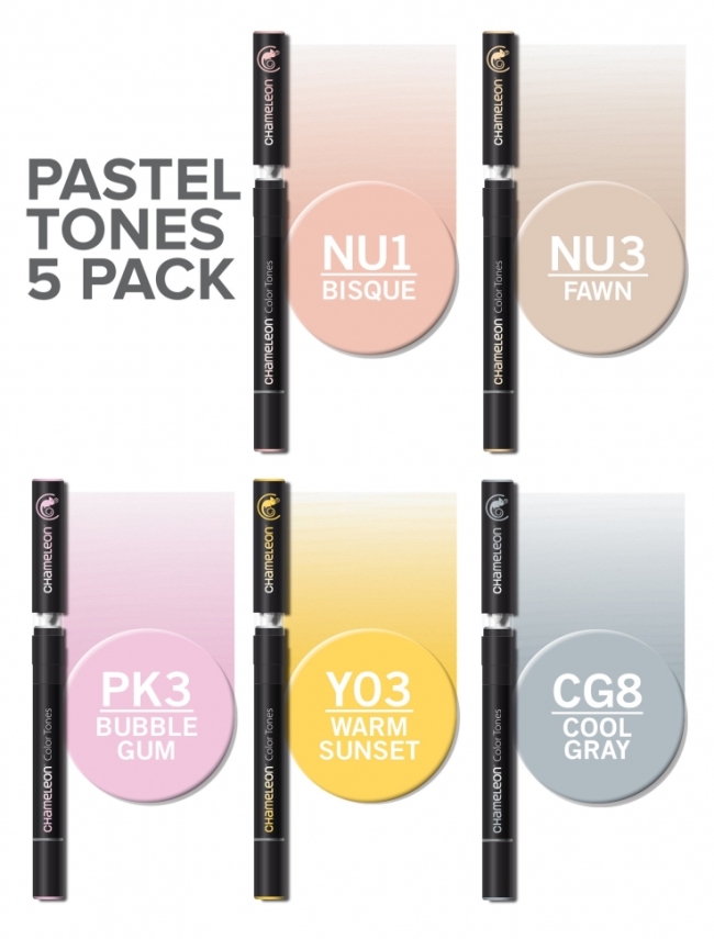 Наборы маркеров из 5 штук "Пастельные тона"