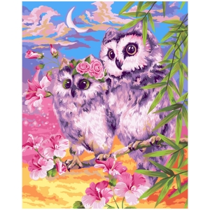 Картина по номерам Greenwich Line "Нежные совы", 40*50см, с акриловыми красками, холст