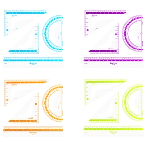 Набор чертежный малый Berlingo "Color" (треуг. 2шт., линейка 15см, транспортир), прозрачный