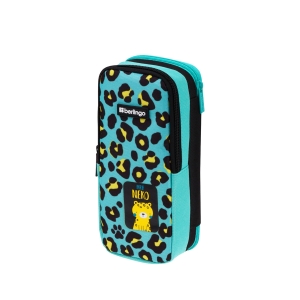 Пенал 2 отделения, 205*80*55 Berlingo "Leo blue", полиэстер, внутренний органайзер, магнит Пенал 2 отделения, 205*80*55 Berlingo "Leo blue", полиэстер, внутренний органайзер, магнит