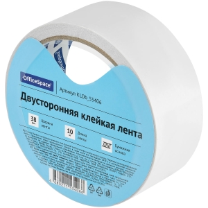 Клейкая лента двусторонняя OfficeSpace, 38мм*10м, бумажная основа Клейкая лента двусторонняя OfficeSpace, 38мм*10м, бумажная основа
