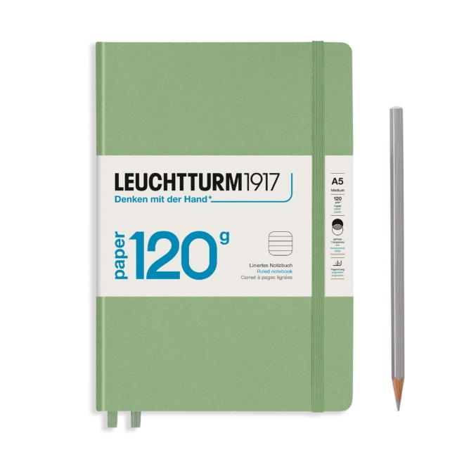Блокнот Leuchtturm1917 Edition 120G A5 (14.5x21см.) 120г/м2 - 203 стр. в линейку, твердая обложка, цвет: Шалфей