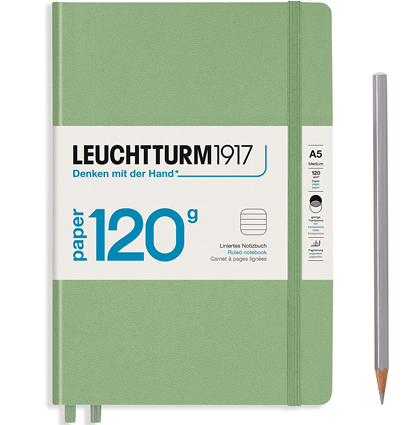 Блокнот Leuchtturm1917 Edition 120G A5 (14.5x21см.) 120г/м2 - 203 стр. в линейку, твердая обложка, цвет: Шалфей Блокнот Leuchtturm1917 Edition 120G A5 (14.5x21см.) 120г/м2 - 203 стр. в линейку, твердая обложка, цвет: Шалфей