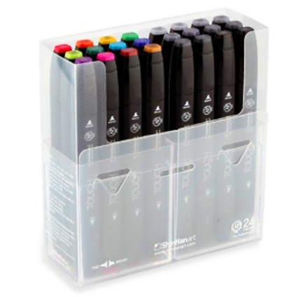 Купить профессиональные оригинальные маркеры для скетчинга в наборе 24 базовых цветов Touch Twin в интернет-магазине товаров для скетчинга и рисования ArtCraft.Space