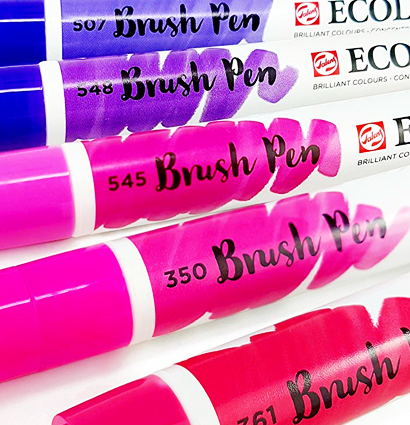 Акварельные маркеры Ecoline Brush Pen в наборе 5 Violet (фиолетовые) купить для акварельного скетчинга в магазине ArtCraft.Space с доставкой по РФ и СНГ