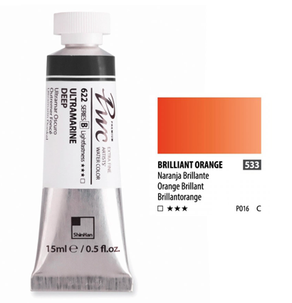 Краска акварельная SH PWC туба 15мл №533 (C) оранжевый бриллиантовый,