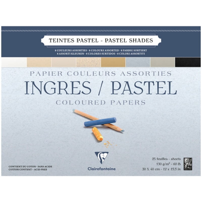 Альбом для пастели Ingres ClaireFontaine 8 цветов бумаги 24х30 см / 25 листов / 130 гм купить в художественном магазине ArtCraft.Space с доставкой