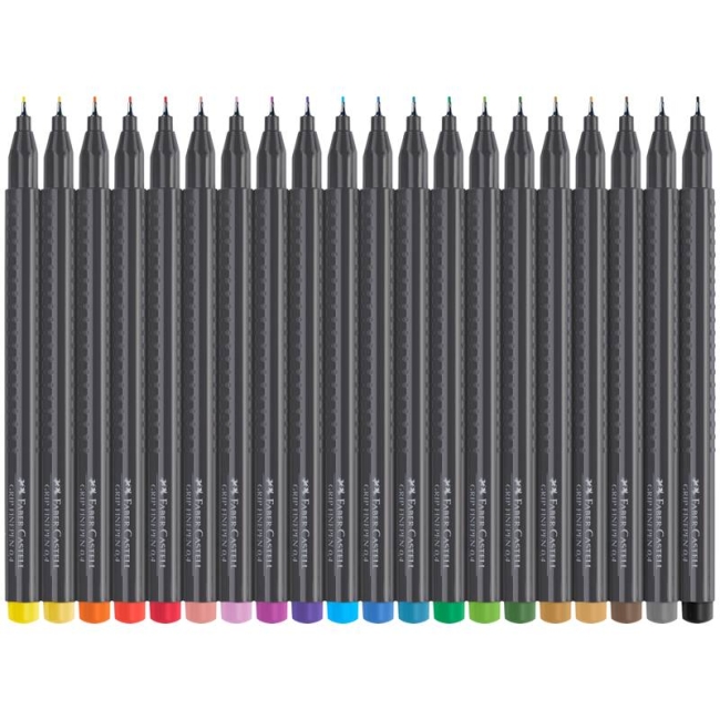 Набор капиллярных ручек Faber-Castell Grip Fineliner 20 цветов перо 0.4 мм купить в магазине ArtCraft.Space с доставкой по всему миру Набор капиллярных ручек Faber-Castell Grip Fineliner 20 цветов перо 0.4 мм купить в магазине ArtCraft.Space с доставкой по всему миру