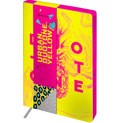 Записная книжка А5 80л. ЛАЙТ, кожзам, Greenwich Line "Urban. Yellow duotone", тон. блок, цв. срез Записная книжка А5 80л. ЛАЙТ, кожзам, Greenwich Line "Urban. Yellow duotone", тон. блок, цв. срез