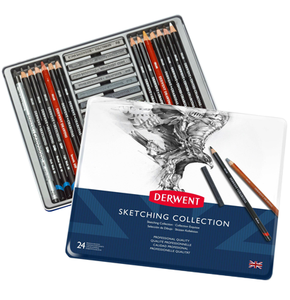 Набор для графики Derwent Sketching Collection 24 предмета в пенале (карандаши, графит, блоки) купить в магазине товаров для художников ArtCraft.Space с доставкой по РФ и СНГ