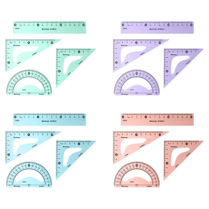 Набор чертежный малый Berlingo "Instinct" (треуг. 2шт., линейка 15см, транспортир), ассорти