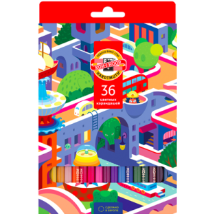 Карандаши цветные Koh-I-Noor "Город мечты", 36цв., заточен., картон, европодвес