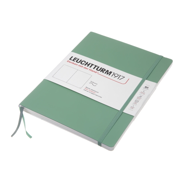 Блокнот Leuchtturm1917 Composition B5 (17.8x25.4см.) 80г/м2 - 123 стр. нелинованный, мягкая обложка, цвет: Шалфей