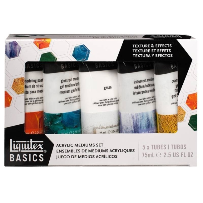Набор медиумов для акрила Liquitex Basics 5 штук разного вида в тубах 75 мл купить в художественном магазине ArtCraft.Space с доставкой