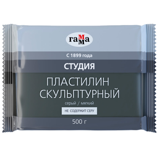 Пластилин скульптурный Гамма "Студия" профессиональный серый мягкий 500г купить в художественном магазине ArtCraft.Space с доставкой по всему миру