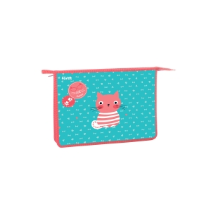 Папка для тетрадей 1 отделение, А4, Forst "Orange cat", 340*245*40мм, пластик, на молнии