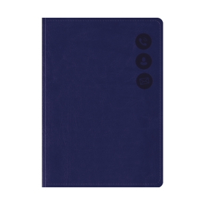 Телефонная книга А7, 64л., кожзам, OfficeSpace "Nebraska" темно-синий, с вырубкой