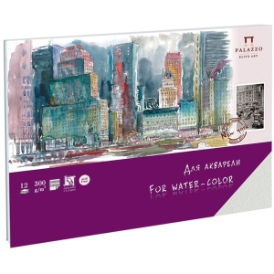 Планшет для акварели 12л. 240*320мм Лилия Холдинг "Нью-Йорк", 300г/м2, торшон, склейка по 4-м сторонам