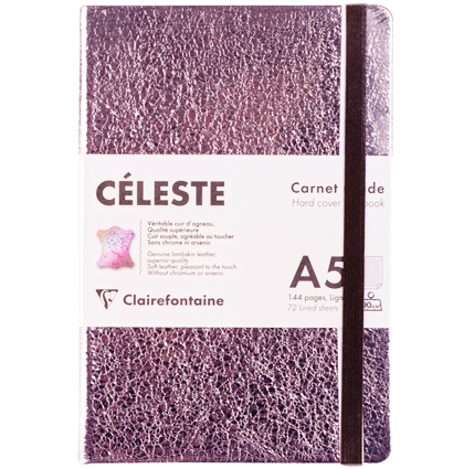 Записная книжка розовое золото из натуральной кожи Celeste ClaireFontaine в линейку А5 / 90 гм / 90 гм купить в магазине ArtCraft.Space с доставкой по всему миру