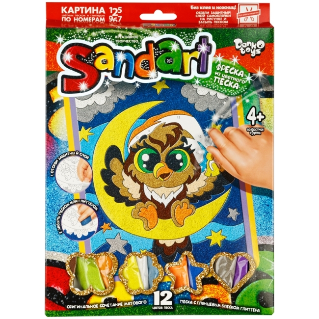 Фреска-картина из песка Danko toys "Sand Art. Сова"