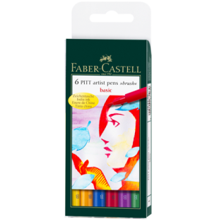Набор капиллярных ручек Faber-Castell "Pitt Artist Pen Brush Basic" ассорти,6шт.,пласт. уп., европ.
